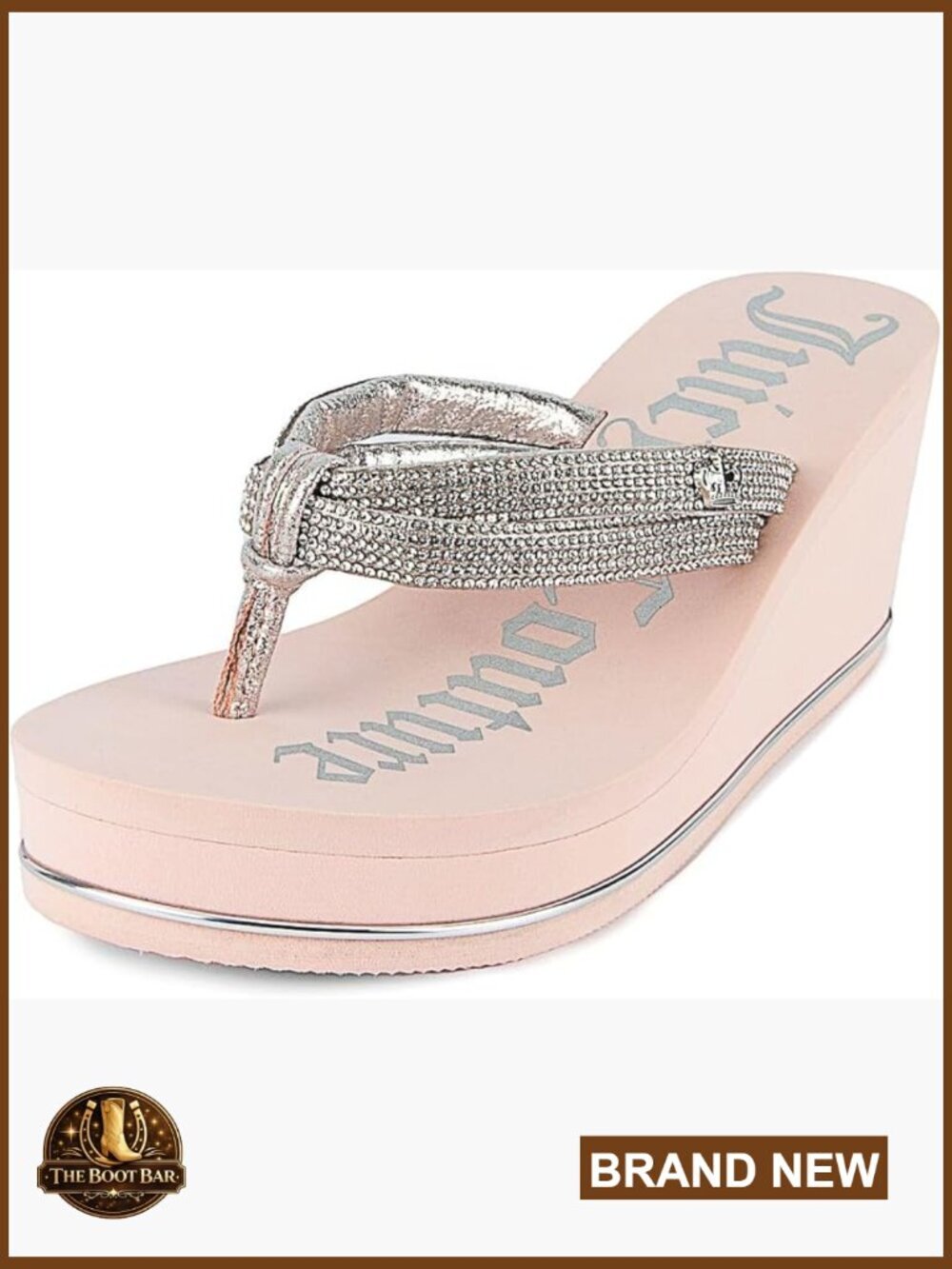 3-Inch Platform Wedge Flip Flop Sandals with Rhinestone & Pearl Studs, Thong
